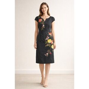 Anthropologie Moulinette Soeurs Embroidered Cotton Sheath Dress Size 10 India